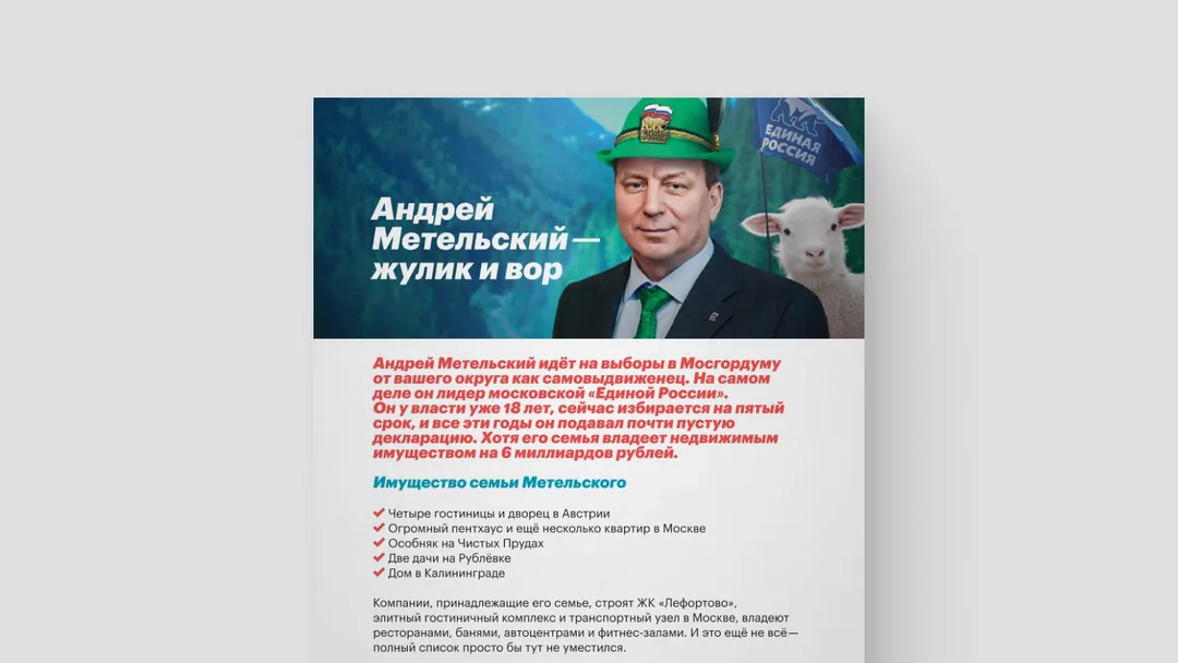 Листовка «Умное голосование. Метельский»